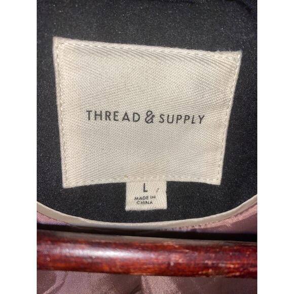 Nordstrom THREAD & SUPPLY Pea Coat Jacket Womens Sz L Black Wool Blend Nautical - Picture 4 of 8